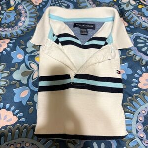 Tommy Hilfiger Kids' Polo Shirt - Cream and Navy